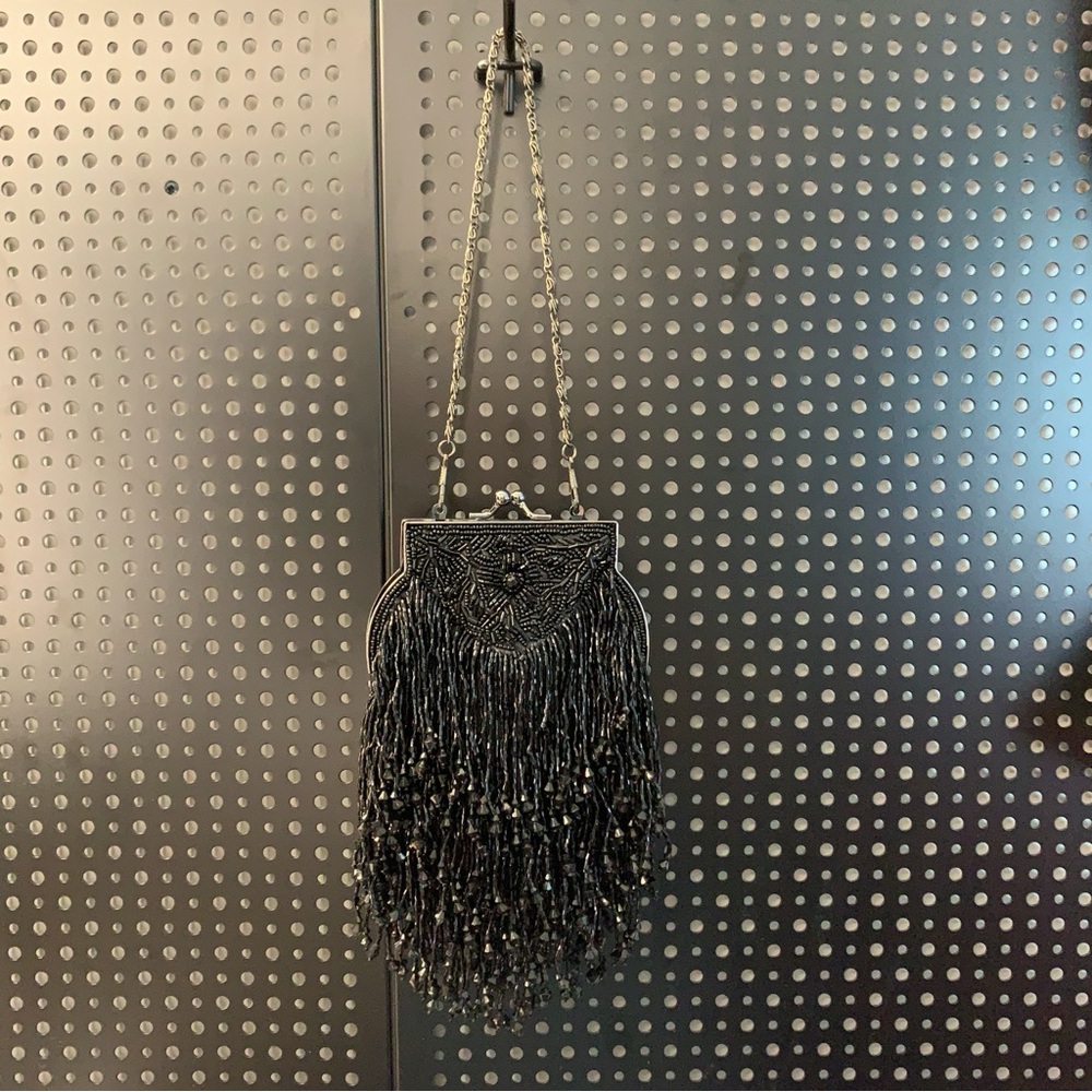 Elegant Black Beaded Evening Bag